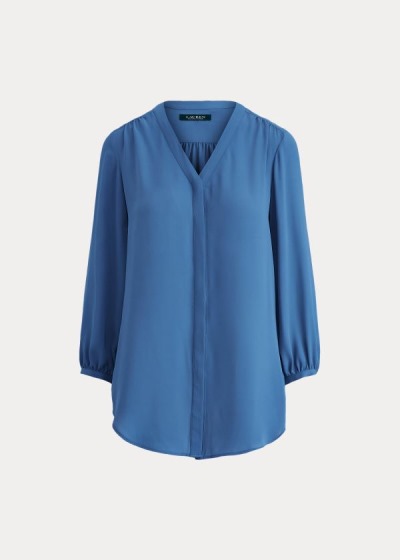 Tops Ralph Lauren Mujer Azules - Pleated Georgette - YKZJA4802